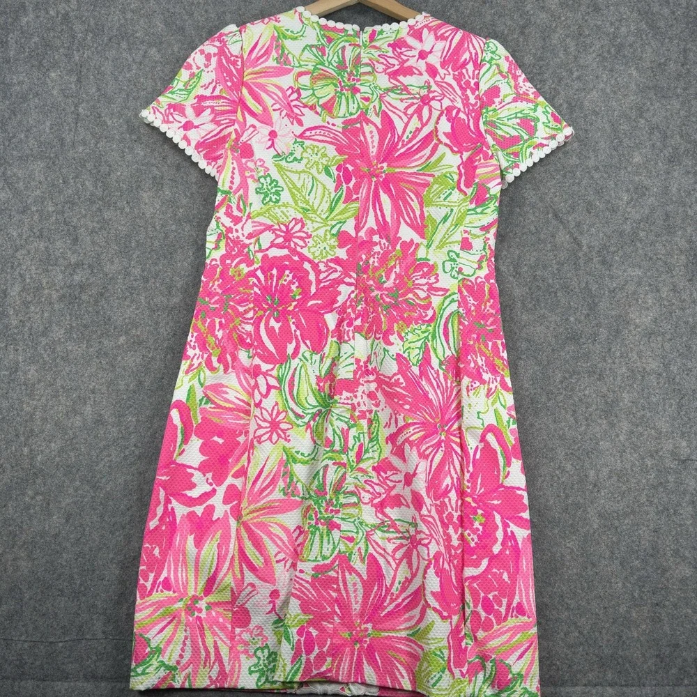 Lilly Pulitzer Maisie Stretch Shift Dress Womens 6 Floral Lace Trim Resort White - Picture 15 of 16